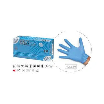 GUANTO MONOUSO IN NITRILE BLU SUPERFICIE MICRORUVIDA EKO ZERO PW SENZA POLVERE MISURA 8 MEDIUM 100 PEZZI